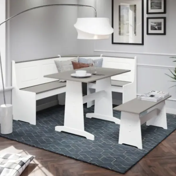Dining Sets-Kirkland's Home Gray And White 3-Pc. Dining Nook Set