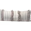 Pillows-Kirkland's Home Gray And White Striped Fringe Lumbar Pillow Gray/White