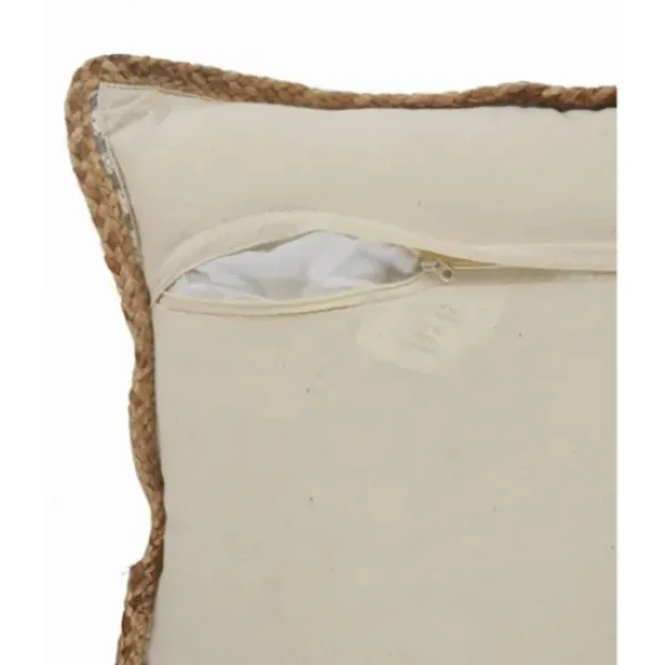 Pillows-Kirkland's Home Gray And White Stripped Jute Border Accent Pillow Gray/White/Tan