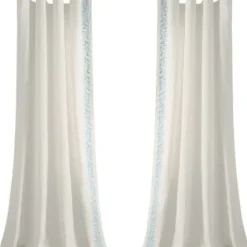 Curtains & Drapes-Kirkland's Home Gray Bella Curtain Panel Set, 84 In. Gray/White
