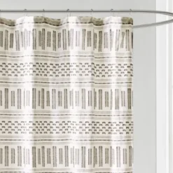 Shower Curtains-Kirkland's Home Gray Boho Tufted Circles Shower Curtain Gray/White