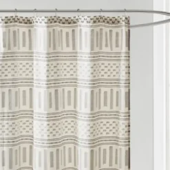 Shower Curtains-Kirkland's Home Gray Boho Tufted Circles Shower Curtain Gray/White