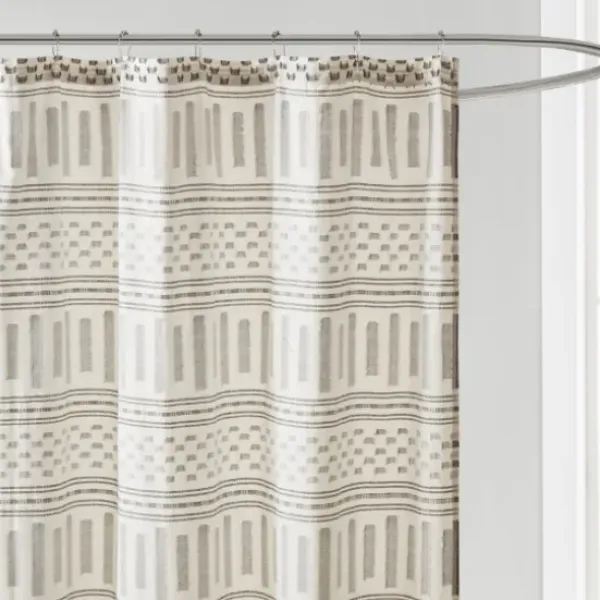 Shower Curtains-Kirkland's Home Gray Boho Tufted Circles Shower Curtain Gray/White