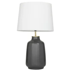 Table Lamps-Kirkland's Home Gray Ceramic Base Gold Accent Table Lamp White
