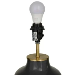 Table Lamps-Kirkland's Home Gray Ceramic Base Gold Accent Table Lamp White