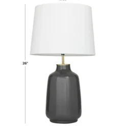 Table Lamps-Kirkland's Home Gray Ceramic Base Gold Accent Table Lamp White
