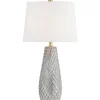 Table Lamps-Kirkland's Home Gray Ceramic 3D Pattern Table Lamp White