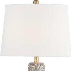 Table Lamps-Kirkland's Home Gray Ceramic 3D Pattern Table Lamp White