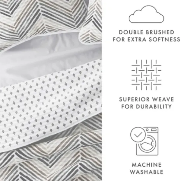 Quilts-Kirkland's Home Gray Chevron Reversible 2-Pc. Twin Quilt Set Gray/White
