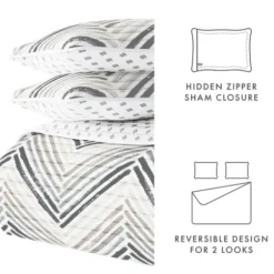 Quilts-Kirkland's Home Gray Chevron Reversible 2-Pc. Twin Quilt Set Gray/White