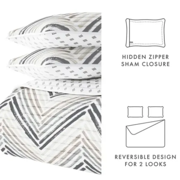 Quilts-Kirkland's Home Gray Chevron Reversible 2-Pc. Twin Quilt Set Gray/White