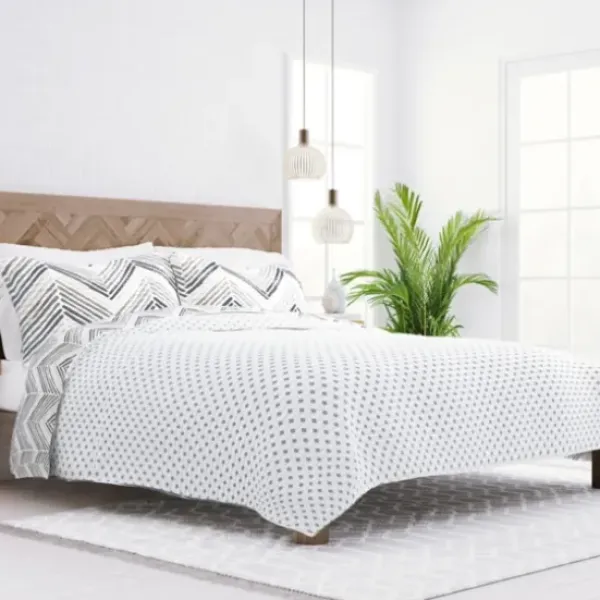 Quilts-Kirkland's Home Gray Chevron Reversible 3-Pc. King Quilt Set Gray/White
