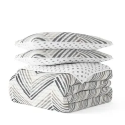 Quilts-Kirkland's Home Gray Chevron Reversible 3-Pc. King Quilt Set Gray/White