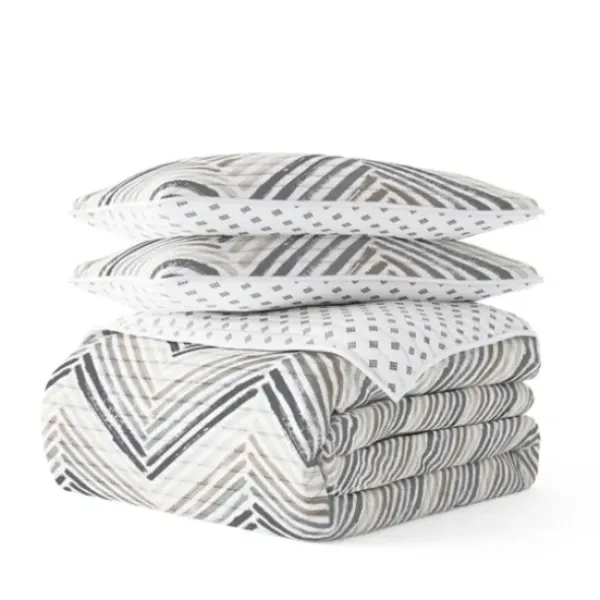 Quilts-Kirkland's Home Gray Chevron Reversible 3-Pc. King Quilt Set Gray/White