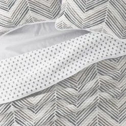 Quilts-Kirkland's Home Gray Chevron Reversible 3-Pc. King Quilt Set Gray/White