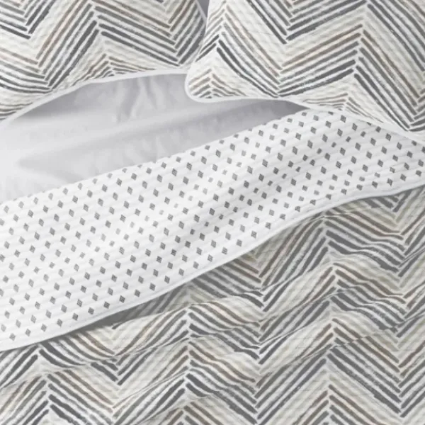Quilts-Kirkland's Home Gray Chevron Reversible 3-Pc. King Quilt Set Gray/White