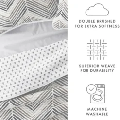 Quilts-Kirkland's Home Gray Chevron Reversible 3-Pc. King Quilt Set Gray/White