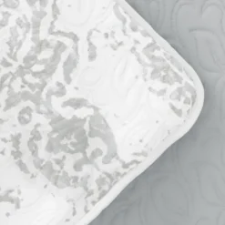 Quilts-Kirkland's Home Gray Damask Reversible 3-Pc. King Quilt Set Gray/White
