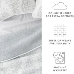 Quilts-Kirkland's Home Gray Damask Reversible 3-Pc. King Quilt Set Gray/White