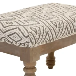 Benches & Ottomans-Kirkland's Home Gray Diamond Upholstered Ottoman Gray/Ivory