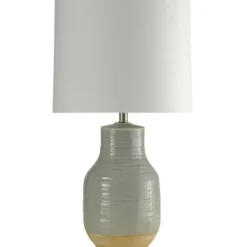 Table Lamps-Kirkland's Home Gray Dipped Two-Toned Ceramic Table Lamp White