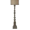 Floor Lamps-Kirkland's Home Gray Distressed Metal Encased Shade Floor Lamp Tan
