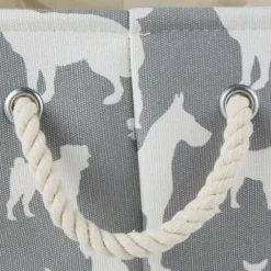Baskets & Boxes-Kirkland's Home Gray Dog Show Round Storage Bin, 18 In. Gray/White