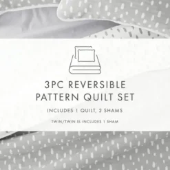 Quilts-Kirkland's Home Gray Dotted Reversible 2-Pc. Twin Quilt Set Gray/White