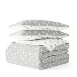 Quilts-Kirkland's Home Gray Dotted Reversible 3-Pc. Queen Quilt Set Gray/White
