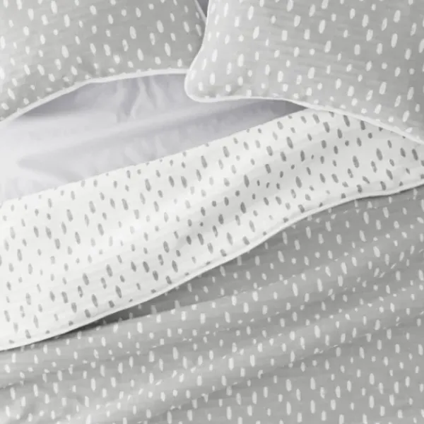 Quilts-Kirkland's Home Gray Dotted Reversible 3-Pc. Queen Quilt Set Gray/White