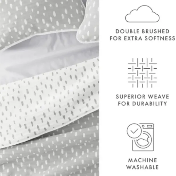 Quilts-Kirkland's Home Gray Dotted Reversible 3-Pc. Queen Quilt Set Gray/White