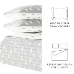 Quilts-Kirkland's Home Gray Dotted Reversible 3-Pc. Queen Quilt Set Gray/White