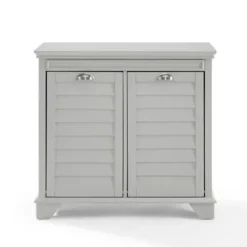 Bathroom Furniture-Kirkland's Home Gray Double Linen Hamper