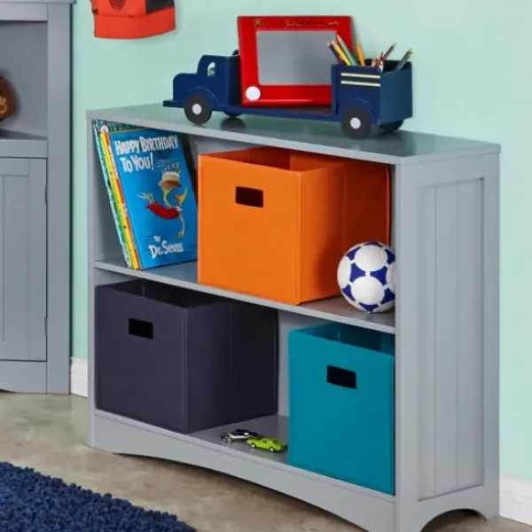 Bookshelves-Kirkland's Home Gray Double Shelf Wooden Bookcase