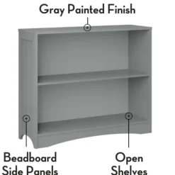 Bookshelves-Kirkland's Home Gray Double Shelf Wooden Bookcase