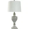 Table Lamps-Kirkland's Home Gray Faux Wood And Silver Table Lamp White