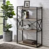Bookshelves-Kirkland's Home Gray Finish X Frame Open Shelf Bookcase