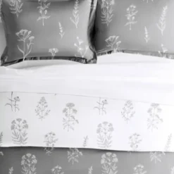 Duvets-Kirkland's Home Gray Floral Reversible 2-Pc. Twin Duvet Cover Set Gray/White