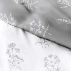 Duvets-Kirkland's Home Gray Floral Reversible 2-Pc. Twin Duvet Cover Set Gray/White