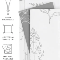 Duvets-Kirkland's Home Gray Floral Reversible 2-Pc. Twin Duvet Cover Set Gray/White