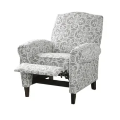 Accent Chairs-Kirkland's Home Gray Fretwork Orville Recliner Gray/White