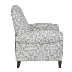 Accent Chairs-Kirkland's Home Gray Fretwork Orville Recliner Gray/White
