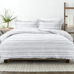 Duvets-Kirkland's Home Gray Geometric 3-Pc. King Duvet Cover Set Gray/White