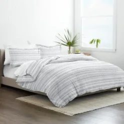 Duvets-Kirkland's Home Gray Geometric 3-Pc. King Duvet Cover Set Gray/White