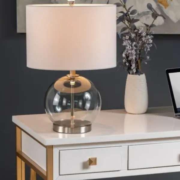Table Lamps-Kirkland's Home Gray Glass Globe Table Lamp White