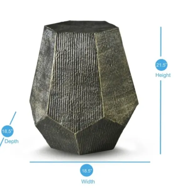 Accent & End Tables-Kirkland's Home Gray Hand-Stamped Iron Hexagon Accent Table