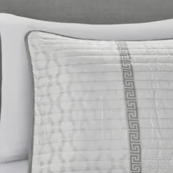 Bedspreads & Coverlets-Kirkland's Home Gray Jacquard Motif 4-Pc. Queen Coverlet Set Gray/White