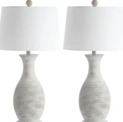 Table Lamps-Kirkland's Home Gray Jug Base Table Lamps, Set Of 2 White