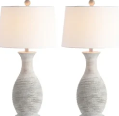 Table Lamps-Kirkland's Home Gray Jug Base Table Lamps, Set Of 2 White