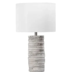 Table Lamps-Kirkland's Home Gray Layered Cylinder Table Lamp White